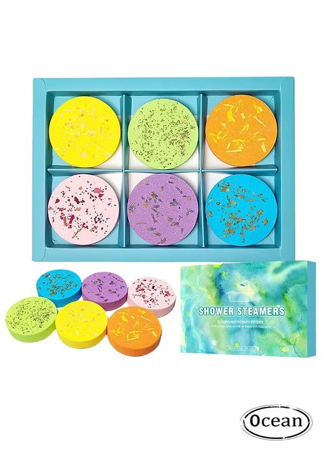 Ocean - Shower Steamers for Stress Relief Gift Set 6 Pack, Aromatherapy Self Care Shower Bombs with Essential Oils, Cozy Relaxing Spa - Image 1