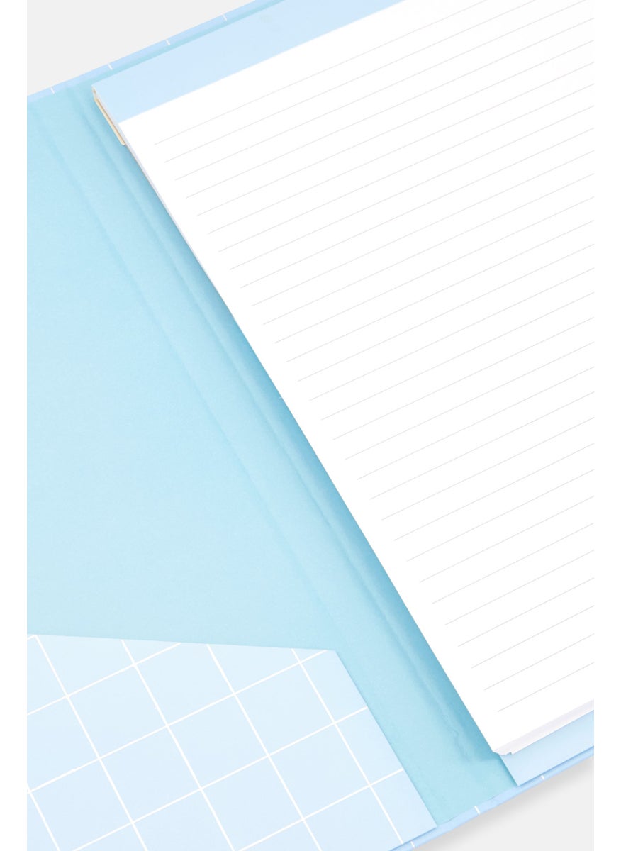 Paperbuzz Allover Print Pad Folio Clipboard With Ruled Notepad, Light Blue  - Image 2