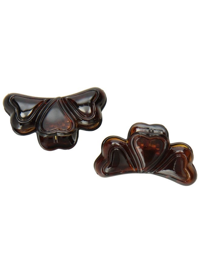 CARAVAN Mini Triple Hearts Designed Hair Claws Tortoise Shell Pair - Image 1