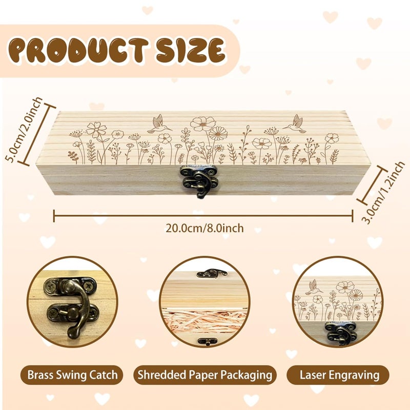 CHGCRAFT Pregnancy Test Keepsake Box Hummingbirds Wooden Pregnancy Announcement Gifts Box with Raffia Ribbon and Lock Announcement Gifts for Dad Husband 8x2x12inch - Image 3