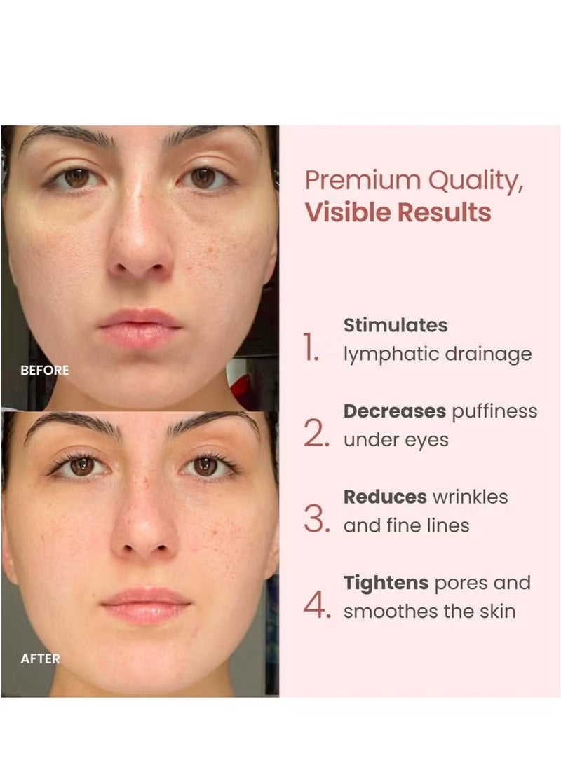 Rose Quartz Facial Spa Set, Rose Quartz Roller and Gua Sha Facial Tools Set, Guasha Tool for Face to Relieve Muscle Tension and Reduce Puffiness, Anti Aging Skin Care Sets for Women - Image 4