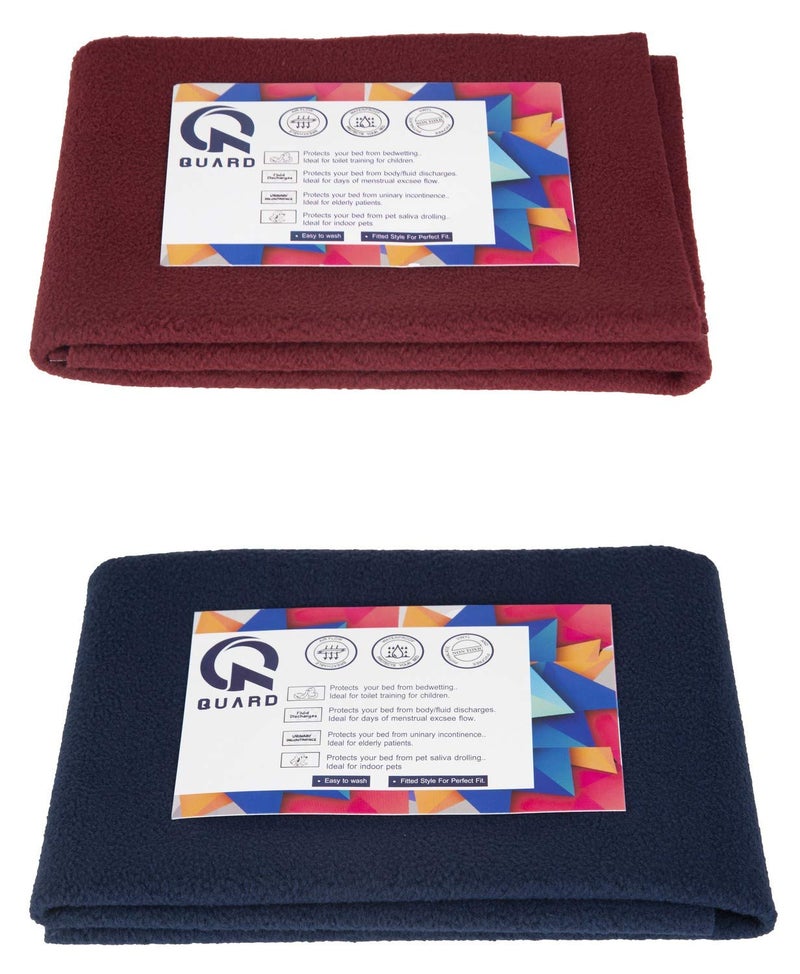 شريحة جافة للأطفال من بوليستر مقاومة للماء 70 × 50 سم (صغيرة، أزرق داكن ومارون) - عبوة من 2