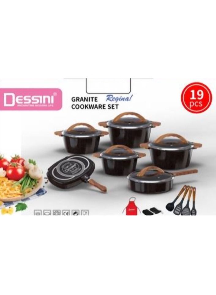 DESSINI 19 Pieces Granite Coated Cookware Set - Image 2