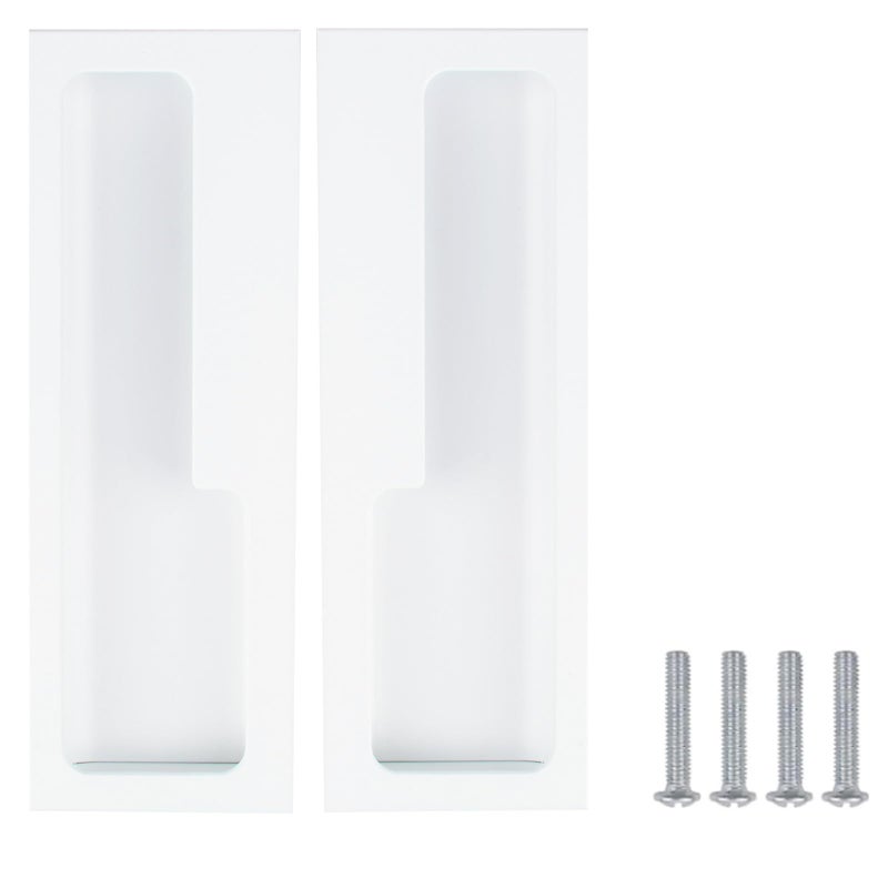 MOROBOR Aluminum Alloy Flush Pull Handles 2pcs Modern Barn Door Handles with 4pcs Stainless Steel Flat Head Screws Hidden Cabinet Handles for Sliding Barn Door Drawer Cupboard Wardrobe Warm White