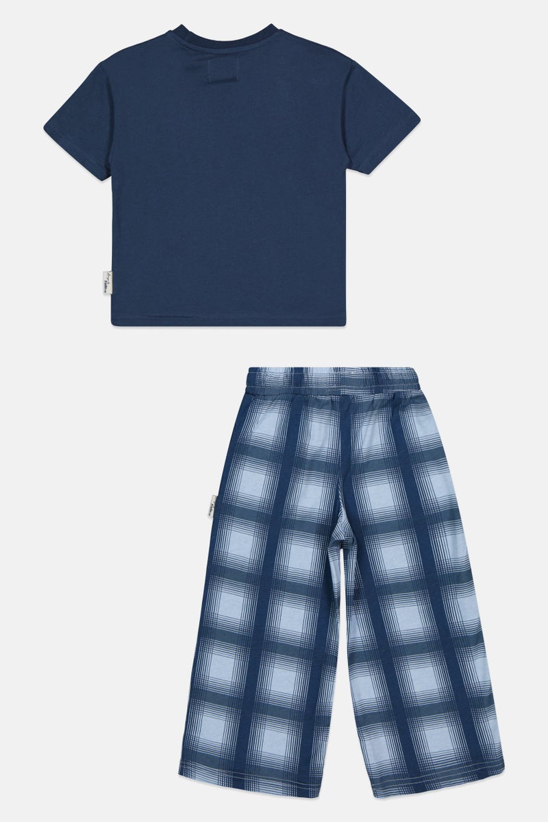Fudo Lounge By Fudo Toddlers Boy 2 Pieces Plaid T-Shirt With Bottom Sleepwear Set, Multicolor - Image 3