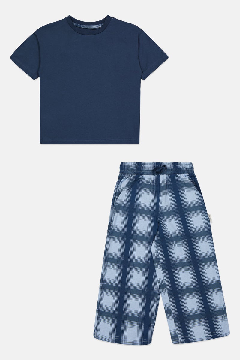 Fudo Lounge By Fudo Toddlers Boy 2 Pieces Plaid T-Shirt With Bottom Sleepwear Set, Multicolor - Image 2
