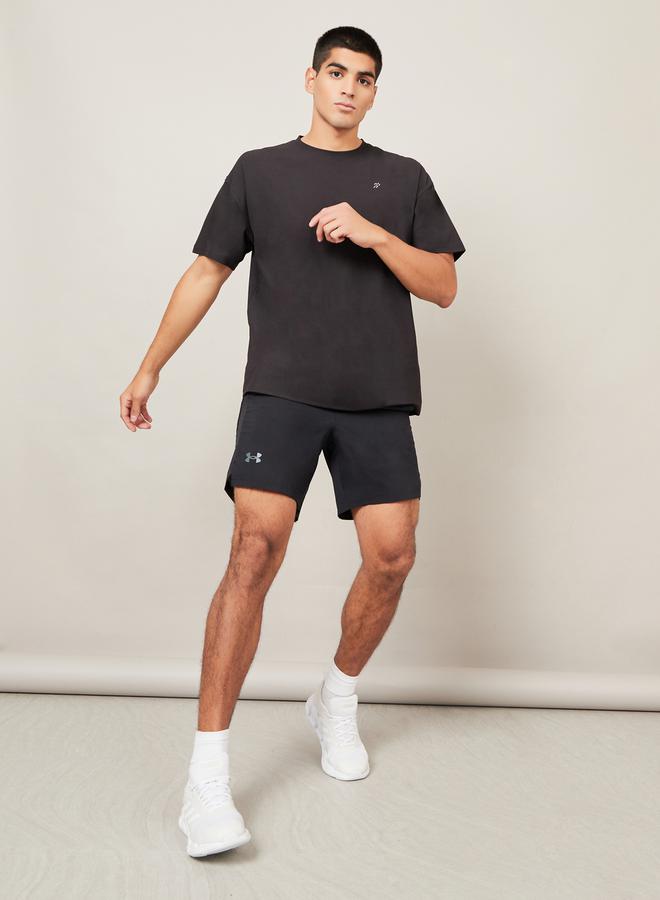 Styli Micro Pique Knit Oversized T-Shirt with Reflective Logo  - Image 2