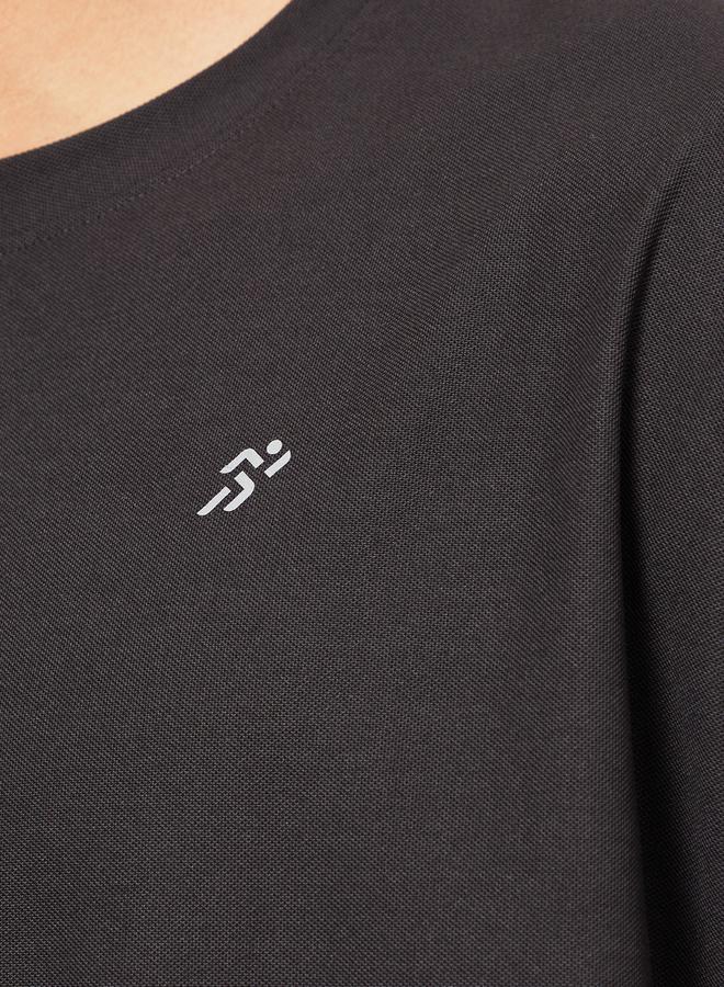 Styli Micro Pique Knit Oversized T-Shirt with Reflective Logo  - Image 3