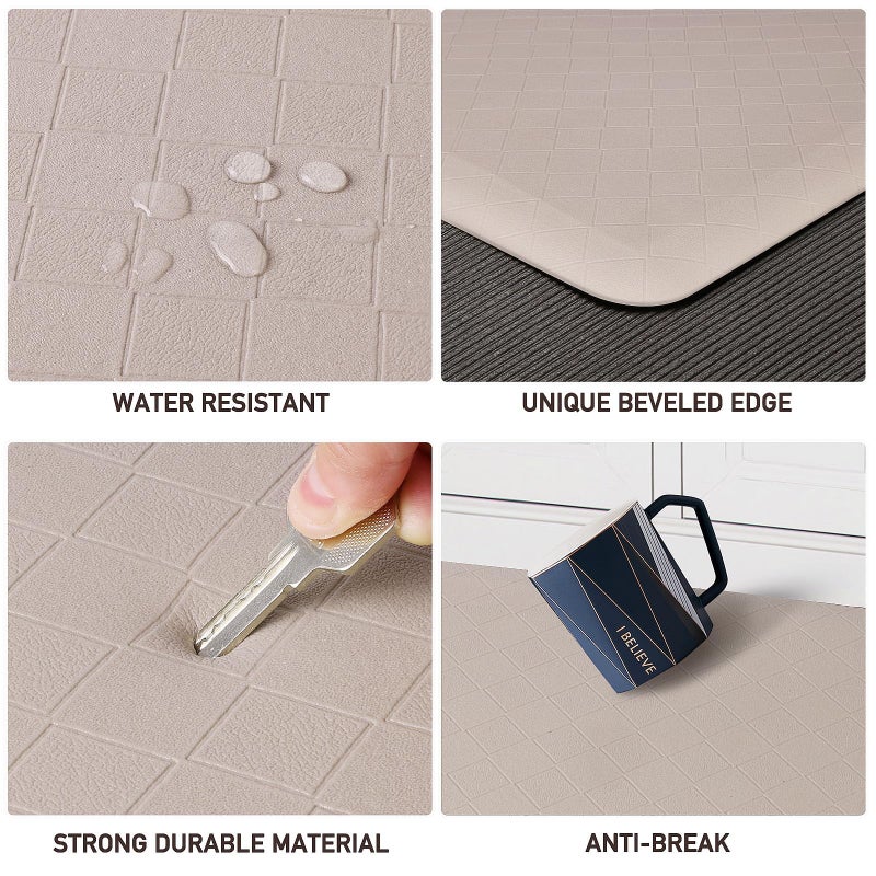 HappyTrends Kitchen Runner Rugs Anti-Fatigue mats,17.3"x 60",Non Slip Waterproof Ergonomic Comfort Mat for Kitchen, Floor Home, Office, Sink, Laundry,Khaki - Image 4