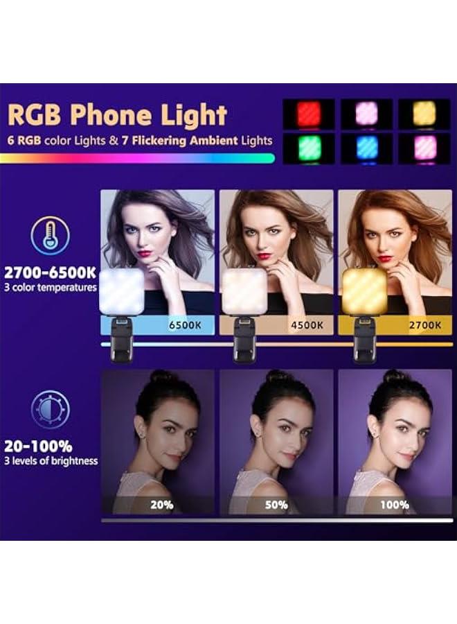 Selfie Light, 3 Light Modes, 13 RGB Portable Selfie Light，Rechargeable Selfie Light for iPhone, iPads, Laptops for Selfies, TiKTok, Video Conferencing - Image 2
