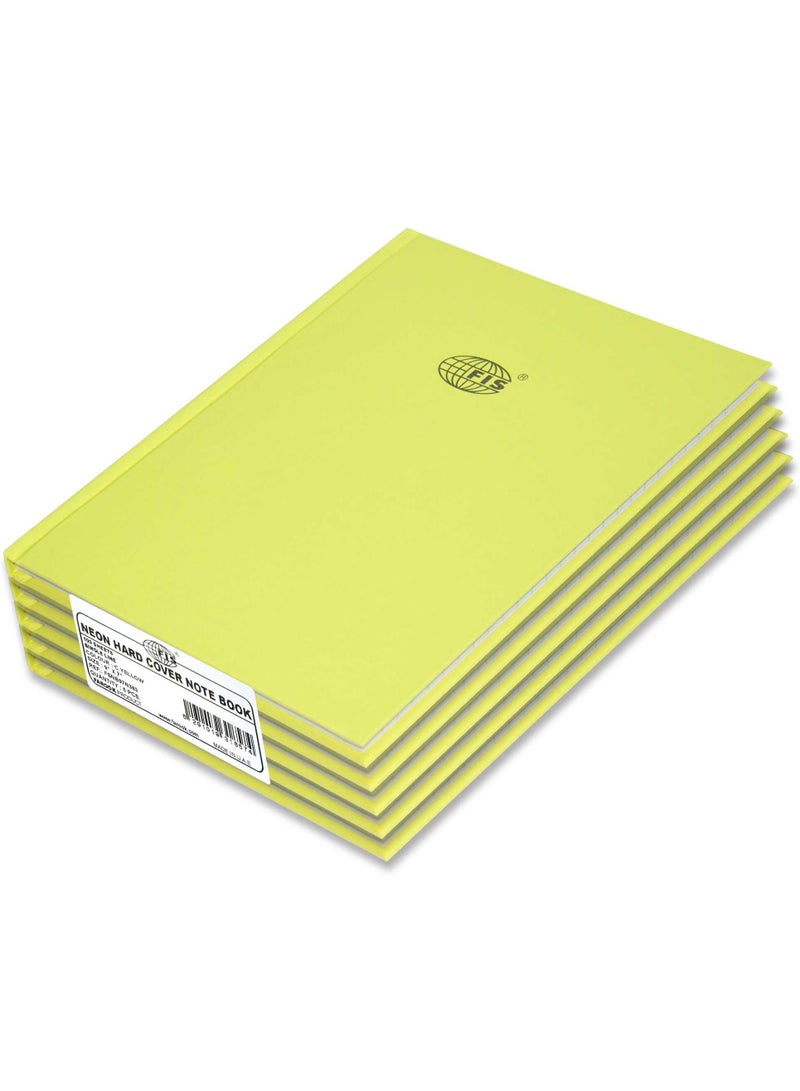 FIS Pack of 5 Neon Hardcover Notebook Single Line, 9X7 Inches (22.86 X 20.32 CM), 100 Sheets, Cyber Yellow -FSNB97N363 - Image 1