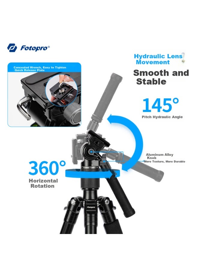 Fotopro Mh-2d Cnc Craft High Elasticity Retractable Handle Aluminum Alloy Video Shooting Camera Tripod With Hydraulic Pan Tilt - Image 3