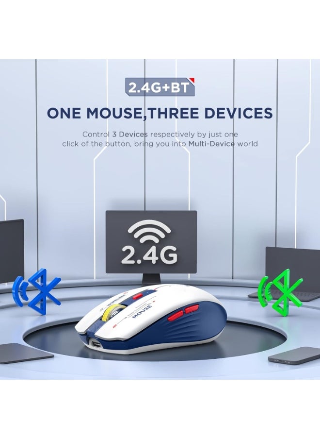Bluetooth Wireless Mouse - Tri-Mode High Performance Rechargeable Multi-Device Compatible with PC/Laptop/Computer/MacBook/iPad Air Pro