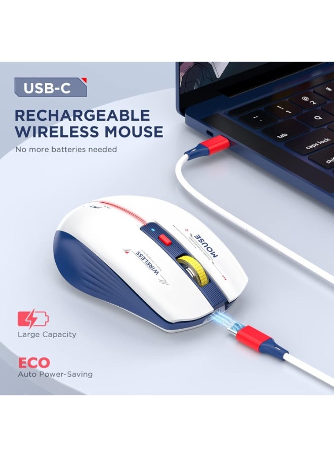 Bluetooth Wireless Mouse - Tri-Mode High Performance Rechargeable Multi-Device Compatible with PC/Laptop/Computer/MacBook/iPad Air Pro