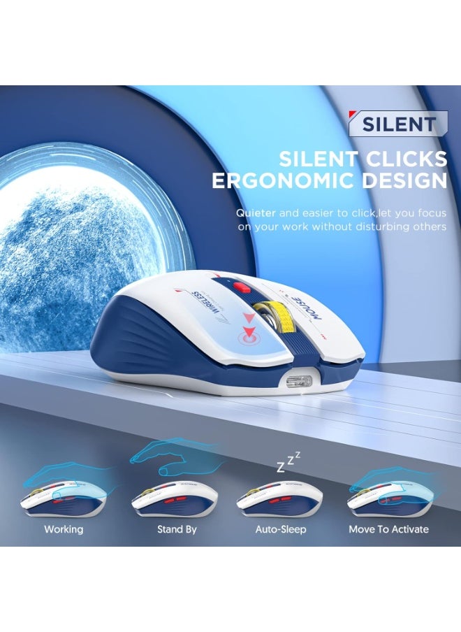 Bluetooth Wireless Mouse - Tri-Mode High Performance Rechargeable Multi-Device Compatible with PC/Laptop/Computer/MacBook/iPad Air Pro
