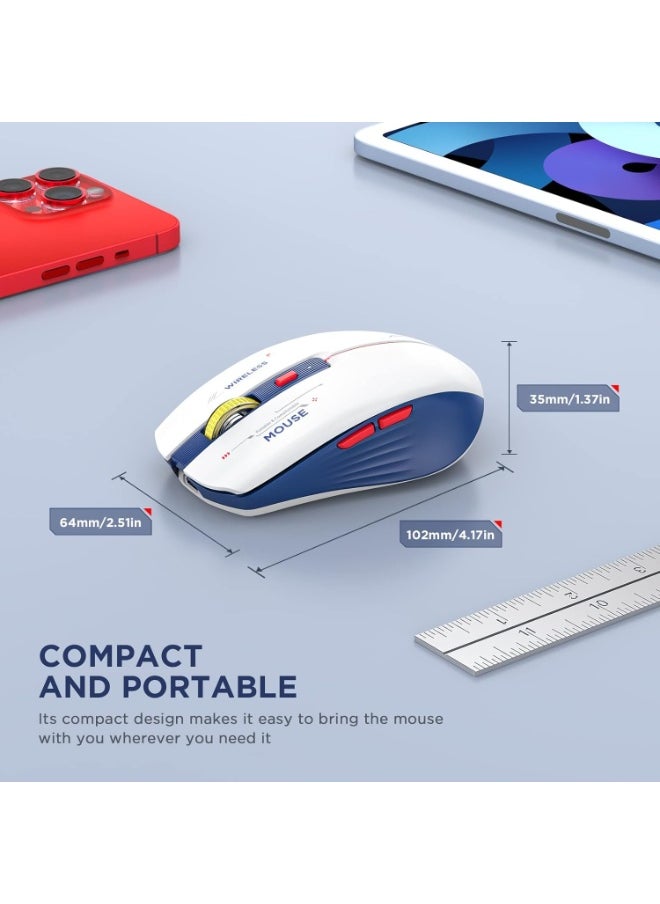 Bluetooth Wireless Mouse - Tri-Mode High Performance Rechargeable Multi-Device Compatible with PC/Laptop/Computer/MacBook/iPad Air Pro