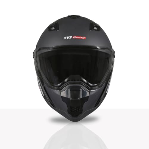 TVS Racing Anti Matter FullFace Helmet for Bike & Motorcycle Riders-DOT &ISI Certified-Lightweight ABS Shell,UV Resistant-Ventilated Comfort Liner,Quick-Release Visor &Chin Strap(Grey & Red/L) - Image 5