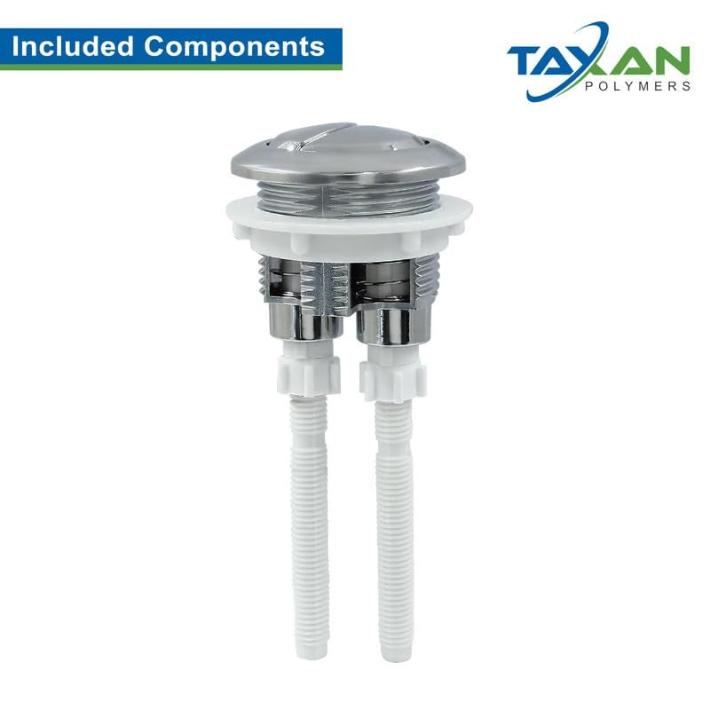 TAXAN POLYMERS Taxan Dual Flush Push Button for Toilet Water Tank (38 mm) – Chrome Finish Anti-Bacterial Surface, Round Design for Lid Holes (Inner 38 mm to 48 mm Size), Durable ABS Material - Image 2