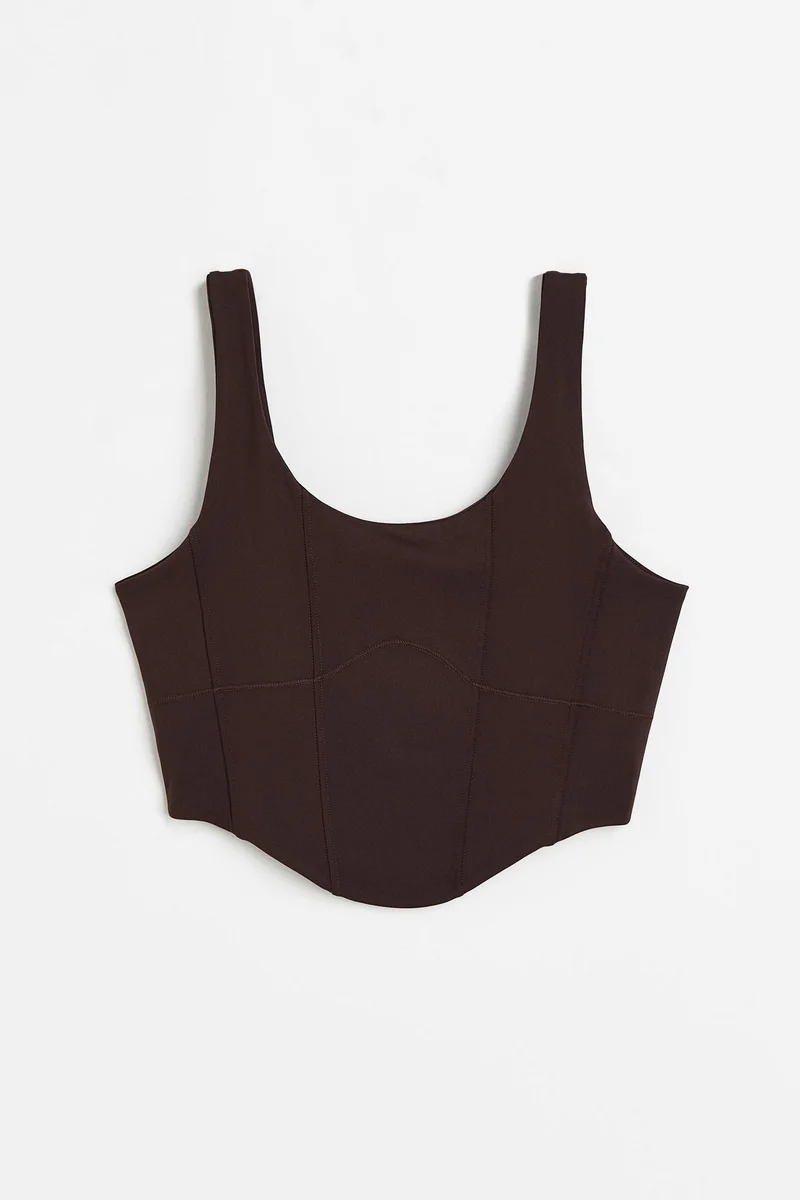 اتش اند ام بلوزة رياضية بنمط كورسيه من قماش دراي موف