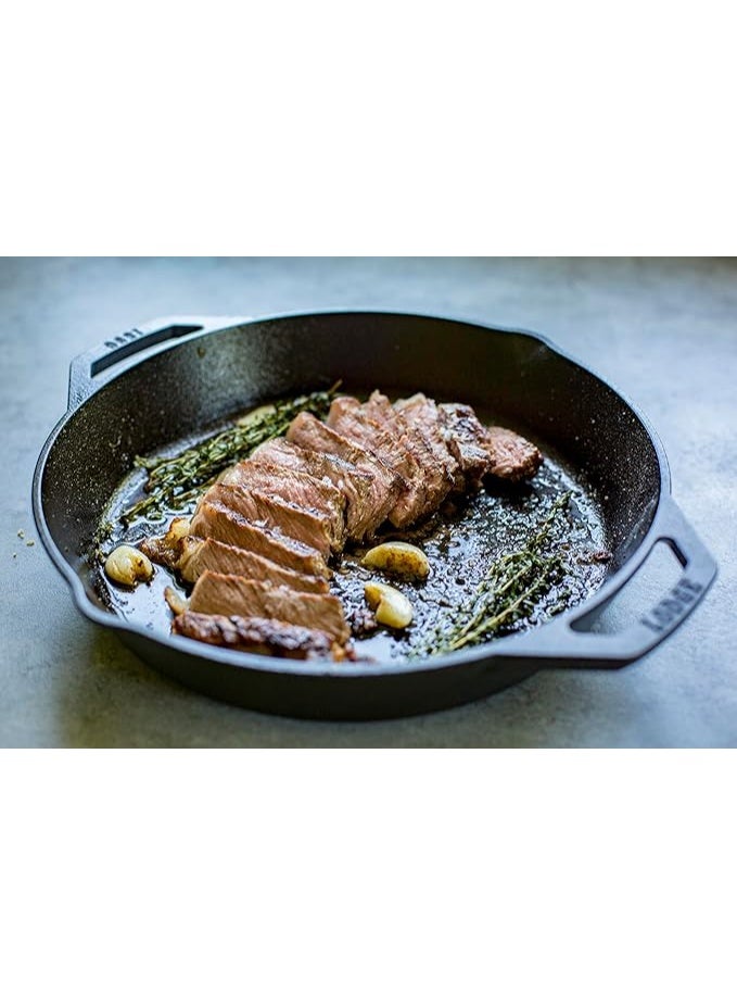 Lodge Induction Base Cast Iron Pan, Black, 1 Piece, 12 Inches - Image 4