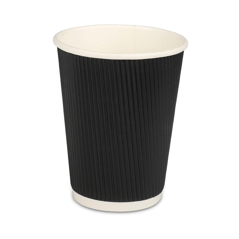 Spylark Paper Cups with Handle Black Ripple Cup Suitable for Coffee Tea Cold Drinks Disposable and MultiColoured 200 ml Pack of 50 25each 100 Biodegradable and Eco Friendly - Image 2
