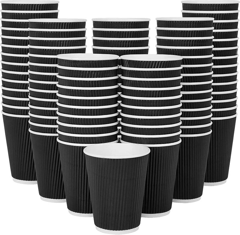 Spylark Paper Cups with Handle Black Ripple Cup Suitable for Coffee Tea Cold Drinks Disposable and MultiColoured 200 ml Pack of 50 25each 100 Biodegradable and Eco Friendly - Image 3