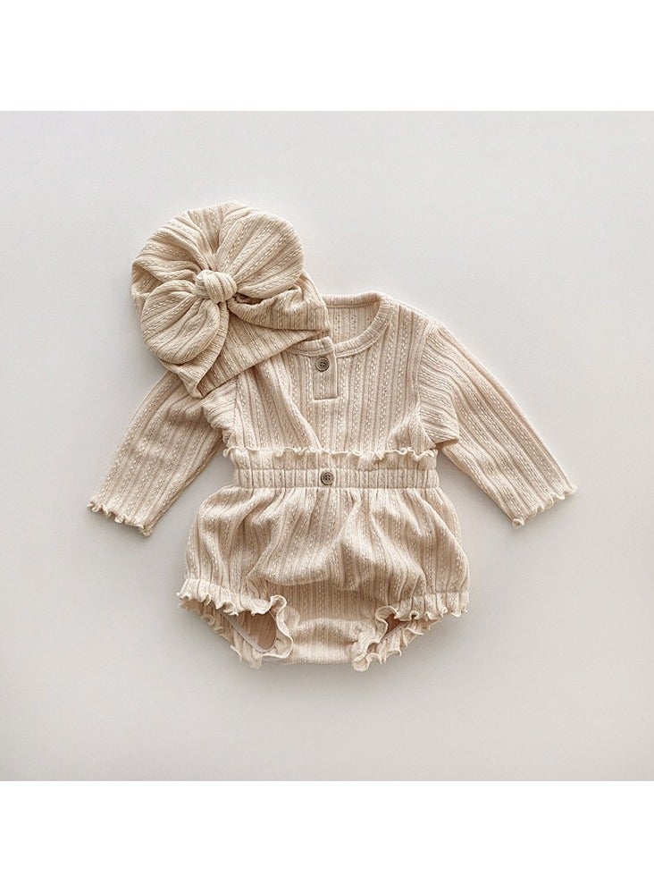 Baby Girl Autumn Knitted Jacquard Long Sleeve T-shirt + Triangle Pants Set - Image 1