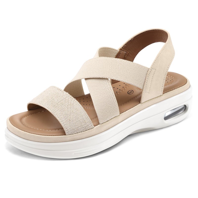 mysoft Women's Comfortable Walking Sandals Air Cushion Sport Slingback Elastic Band Platform Shoes - Image 1