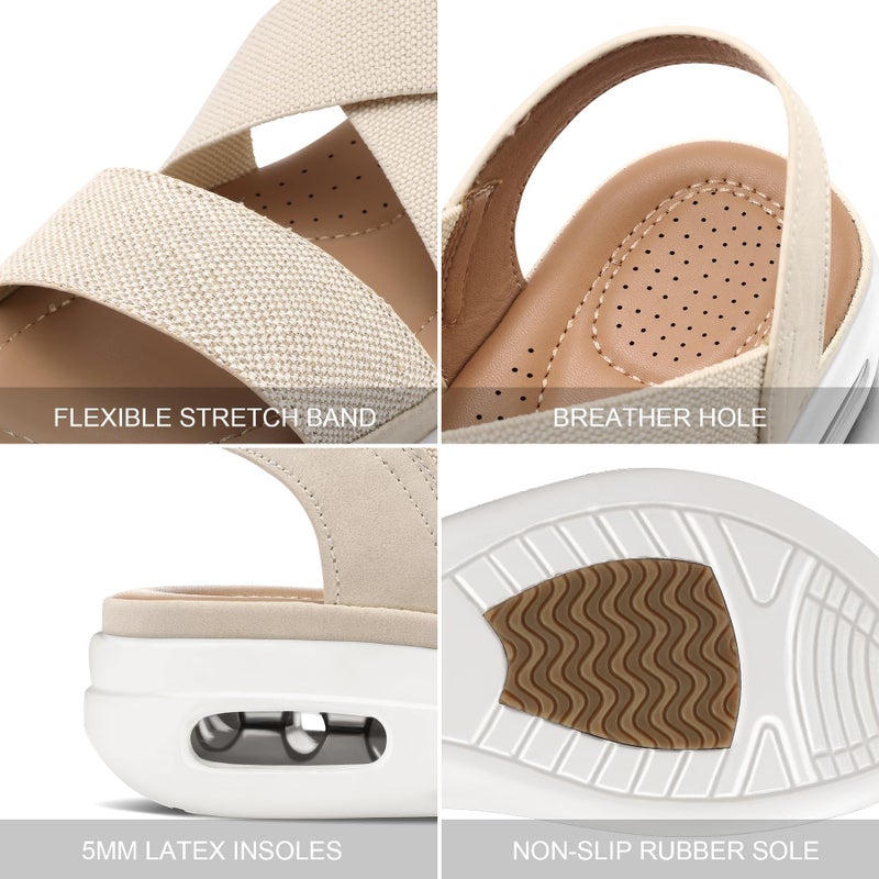 mysoft Women's Comfortable Walking Sandals Air Cushion Sport Slingback Elastic Band Platform Shoes - Image 5