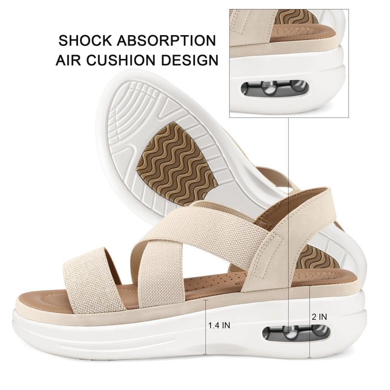 mysoft Women's Comfortable Walking Sandals Air Cushion Sport Slingback Elastic Band Platform Shoes - Image 4