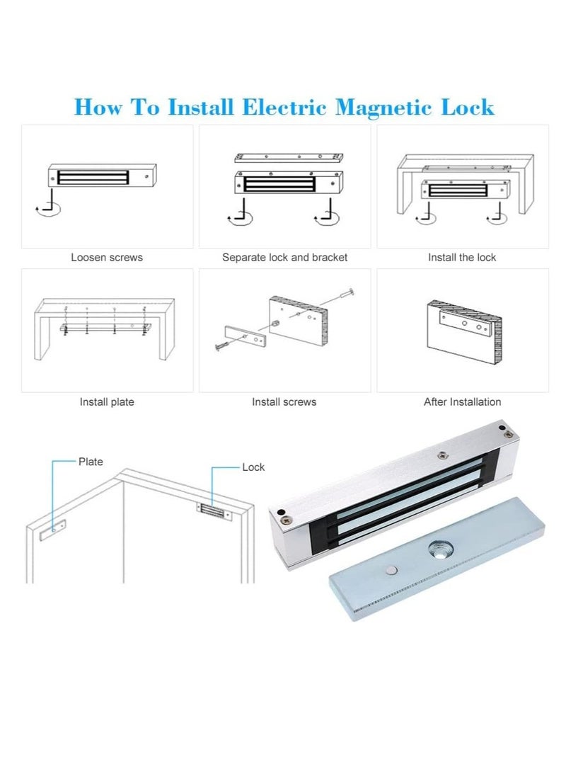 AGYMNX Electric Magnetic Lock 280KG 600LBS Holding Force Electromagnet Lock 12V Fail Safe NC Mode Single Door for Access Control System  - Image 5