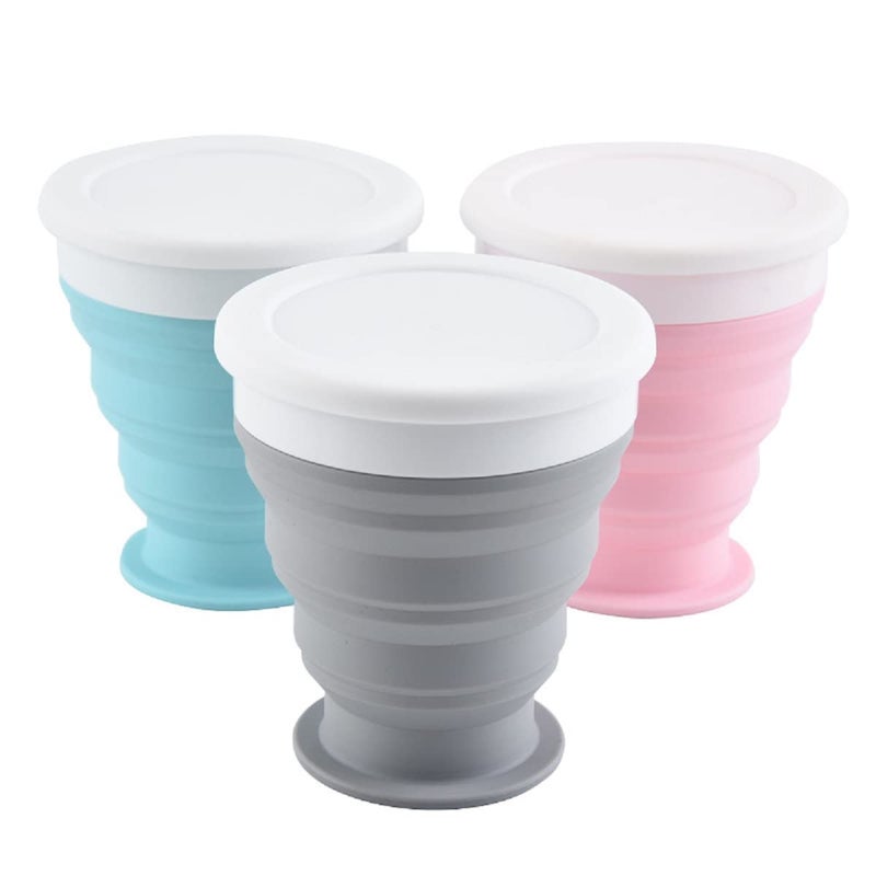 Ramkuwar Silicone Collapsible Travel Water Cup 2 Pack Collapsible Silicone Cup with Lid Expandable Drinking Cup Set Reusable Mug for Camping Hiking Travel Pink - Image 4