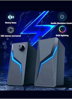 LOOPITYS Computer Speakers, PC Gaming Speakers with Enhanced Bass and Volume Control, Stereo 2.0 USB Powered 3.5mm Aux Multimedia Speakers for Laptop/Desktop/Tablets/Phone  - Image 2