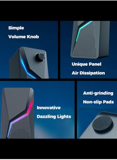 LOOPITYS Computer Speakers, PC Gaming Speakers with Enhanced Bass and Volume Control, Stereo 2.0 USB Powered 3.5mm Aux Multimedia Speakers for Laptop/Desktop/Tablets/Phone  - Image 3