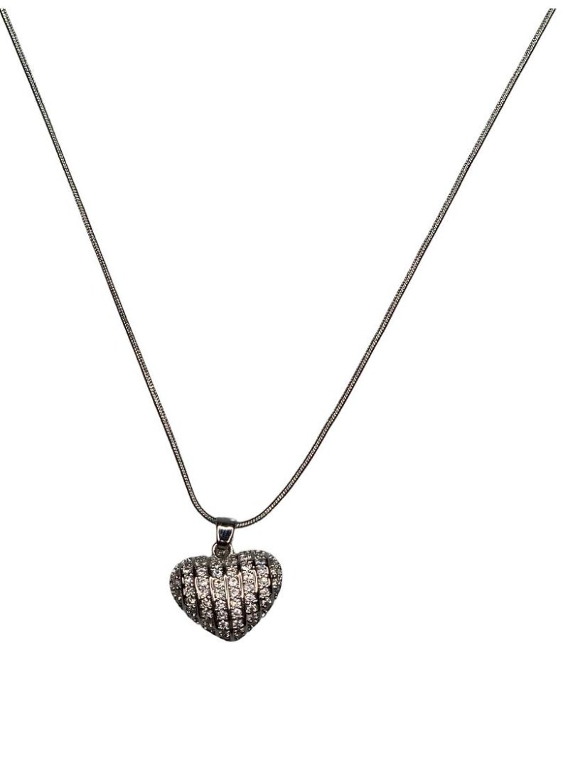 Influence Germany Vertical Crystal Heart Pendant Necklace – Silver-Tone Stainless Steel - Image 2