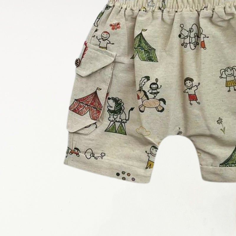 FOR MY BABY Baby Fou Tent Printed Zero Collar T-Shirt Set - Image 2