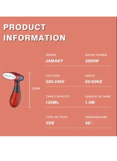 JAMAKY Italy Vertical Electric Household Garment Steamer 2000W Steam Iron with Italian technology - JMK1015  - Image 4