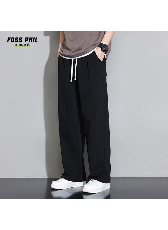 Foss Phil Men's Casual Pants, Spring And Summer Straight-leg Loose Wide-leg Trousers, Athletic Sweatpants, Men's Clothing, 926 Black, Size L - Image 3