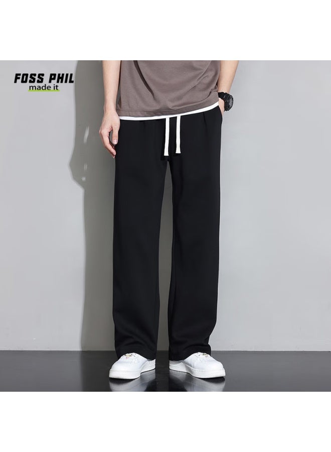Foss Phil Men's Casual Pants, Spring And Summer Straight-leg Loose Wide-leg Trousers, Athletic Sweatpants, Men's Clothing, 926 Black, Size L - Image 4