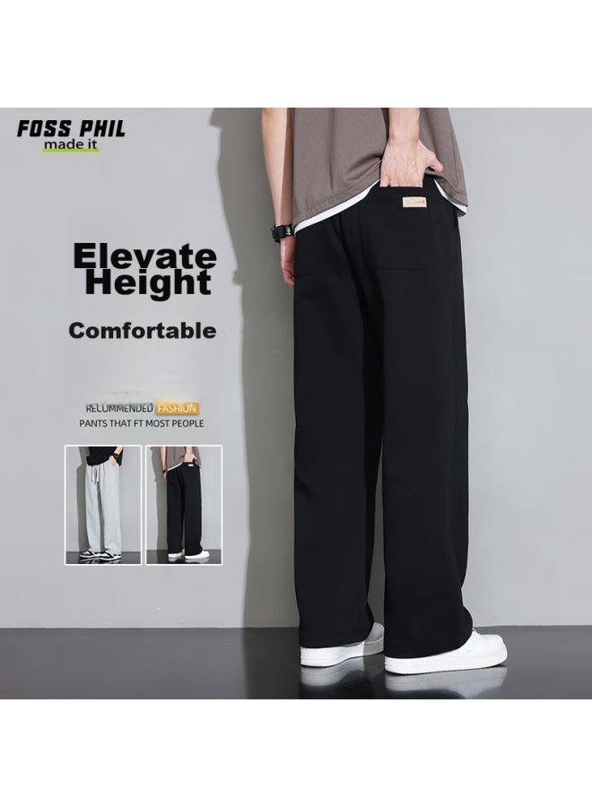 Foss Phil Men's Casual Pants, Spring And Summer Straight-leg Loose Wide-leg Trousers, Athletic Sweatpants, Men's Clothing, 926 Black, Size L - Image 1