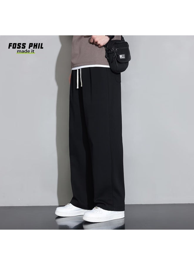 Foss Phil Men's Casual Pants, Spring And Summer Straight-leg Loose Wide-leg Trousers, Athletic Sweatpants, Men's Clothing, 926 Black, Size L - Image 5