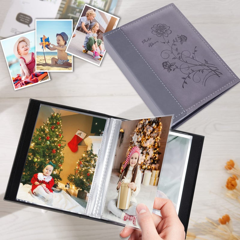 Artmag Artmag Photo Album 5x7 2 Packs Clear Pages Pockets Leather Cover Slip Slide in Photo Album Book Each Holds 50 Vertical 5x7 Photos Picture Book for Wedding Family (Grey)  - Image 4