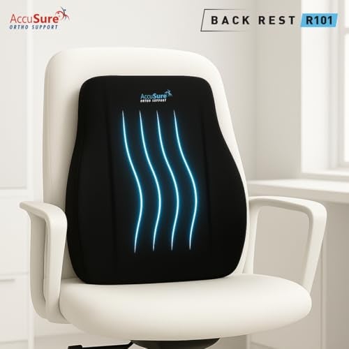 AccuSure Orthopedic Back Rest Cushion – Memory Foam Lumbar Support Pillow for Office Chair, Car & Home | Ergonomic Back Support for Pain Relief, Posture Correction & Spine Alignment - Image 2