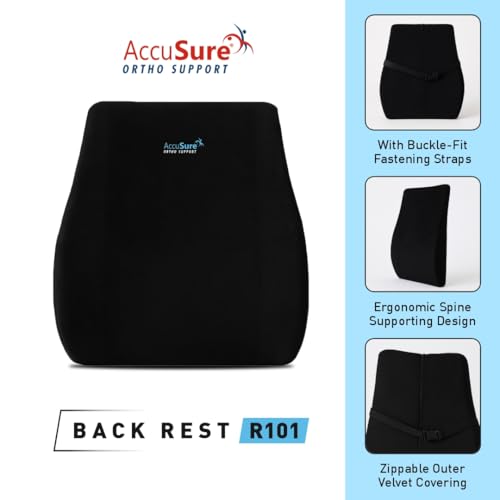 AccuSure Orthopedic Back Rest Cushion – Memory Foam Lumbar Support Pillow for Office Chair, Car & Home | Ergonomic Back Support for Pain Relief, Posture Correction & Spine Alignment - Image 3