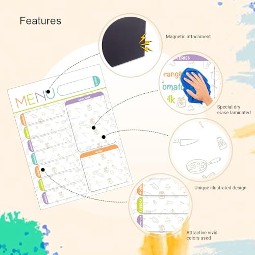 oddpod™ A4 Magnetic Weekly Meal Planner/Rewritable Menu or Grocery Planner for Home or Office - with Dry Erase Marker - Image 4