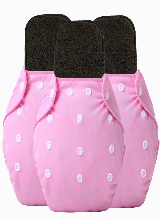 Alya Pocket Button Style Solid Reusable Cloth Diaper All in One Adjustable Washable Diapers Nappies(Without Inserts) for Toddlers/New Borns(0-24 Months,3-16KG) (Pack of 3, Pink) - Image 1