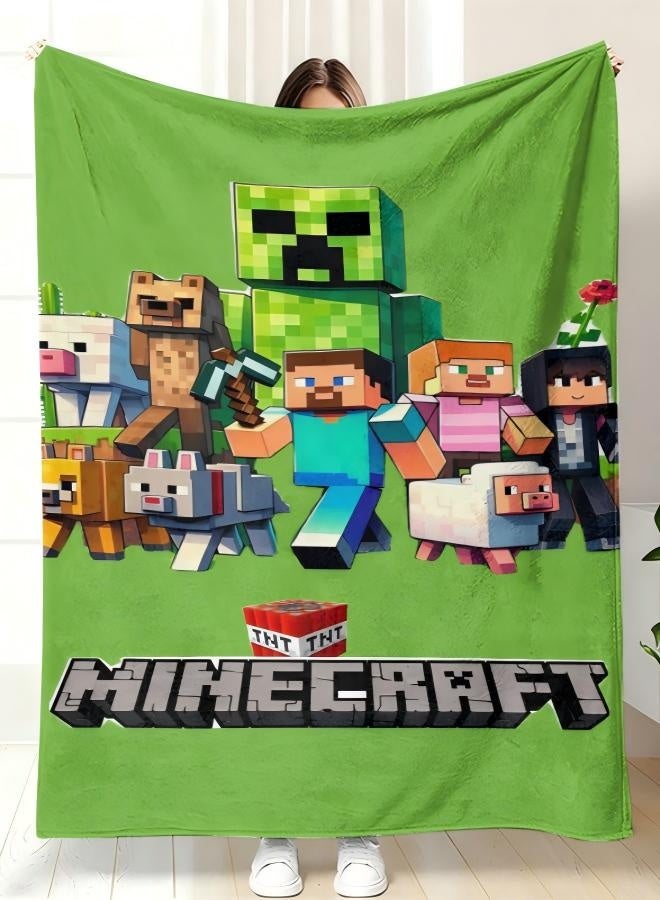 MINECRAFT My World Cartoon Pattern Double-Sided Fleece Blanket Kindergarten Nap Blanket Multi-Functional Blanket (Size: 100cm x 150cm) - Image 1