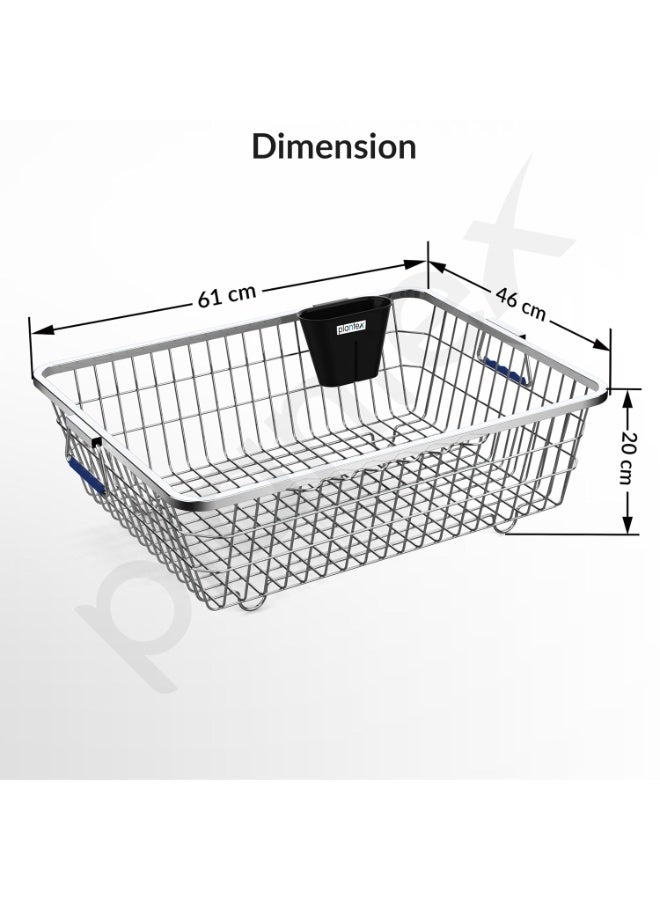 Plantex Stainless-Steel Dish Drainer Basket for Kitchen Utensils/Dish Drying Rack/Plate Stand/Bartan Basket (Large Size-64x47x20cm) - Image 3