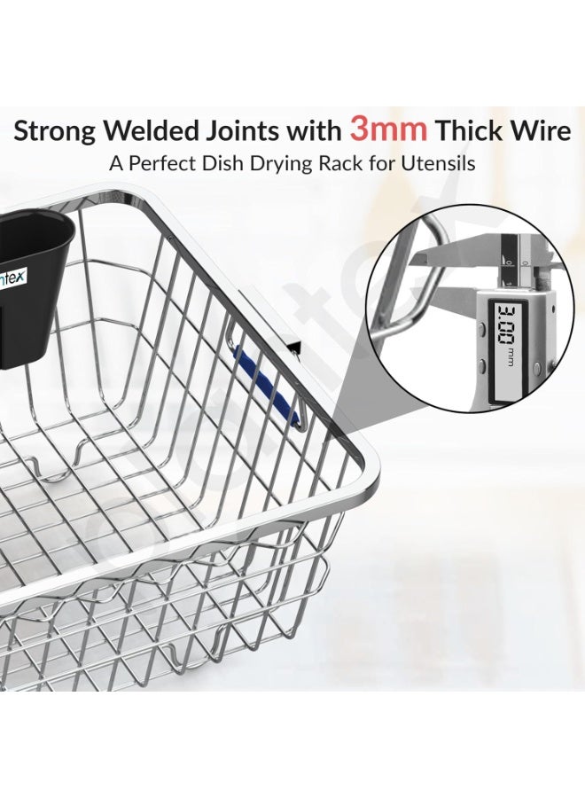 Plantex Stainless-Steel Dish Drainer Basket for Kitchen Utensils/Dish Drying Rack/Plate Stand/Bartan Basket (Large Size-64x47x20cm) - Image 2