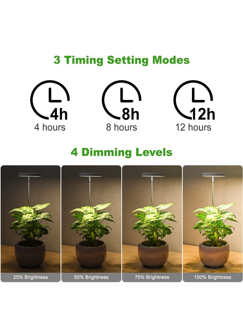 SYOSI SYOSI 2 Pcs Grow Lights for Indoor Plants, Height Adjustable Plant Growing Lamp with Auto On/Off Timer, Full Spectrum LED Plant Light with 4 Dimmable Brightness for Small Plants  - Image 4